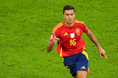 Rodri celebrates after scoring Spain's opening goal